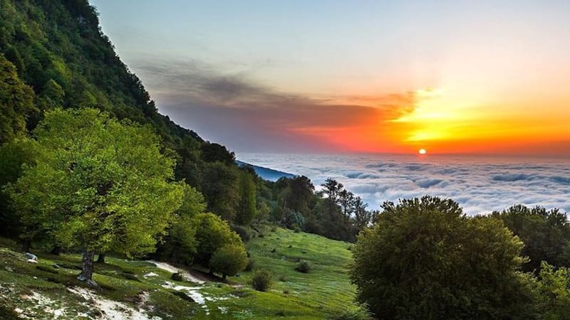 golestan abr jungle cloudy sunset beautiful nature near gorgan